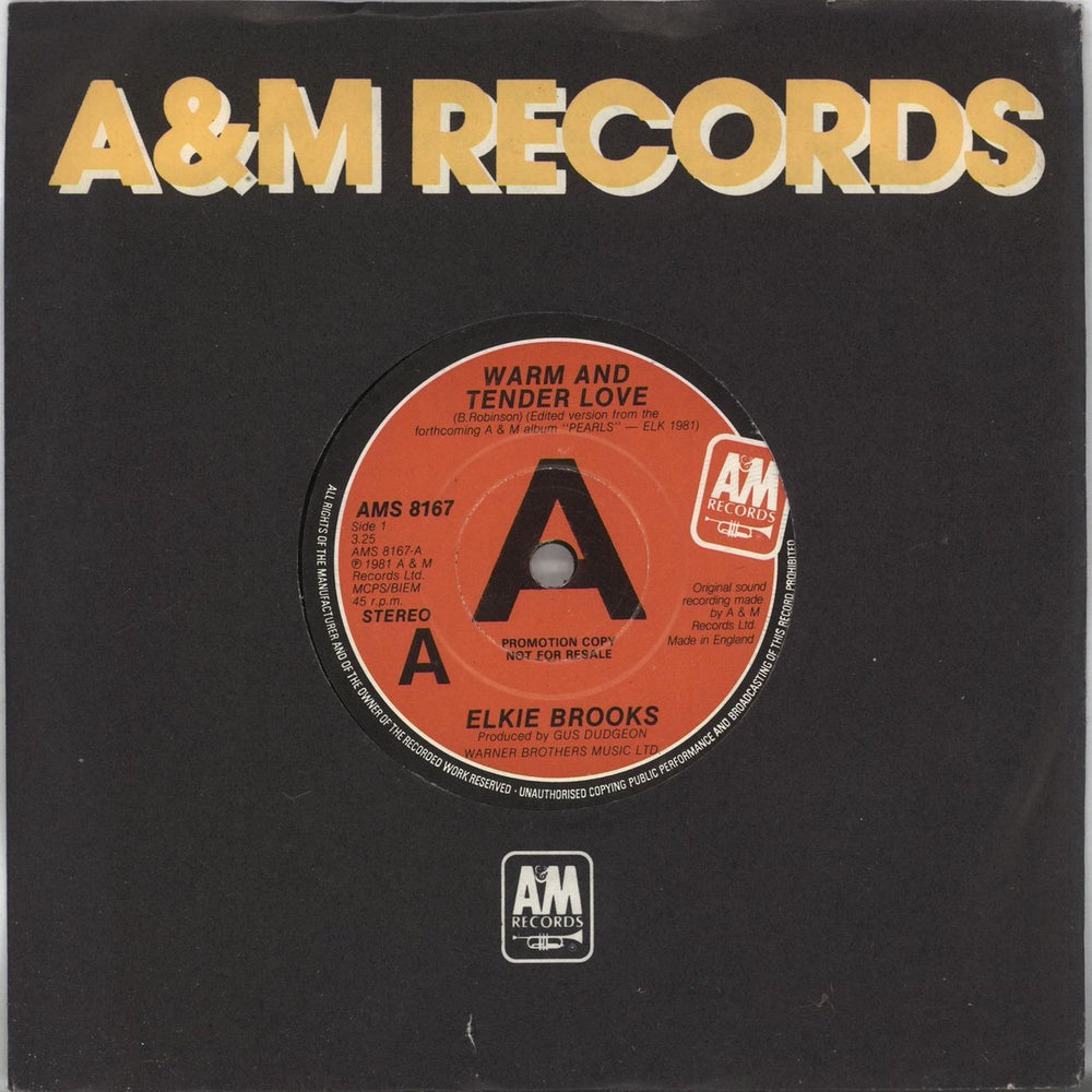 Elkie Brooks Warm And Tender Love UK Promo 7" vinyl single (7 inch record / 45) AMS8167
