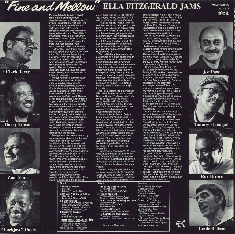 Ella Fitzgerald Fine And Mellow German vinyl LP album (LP record)