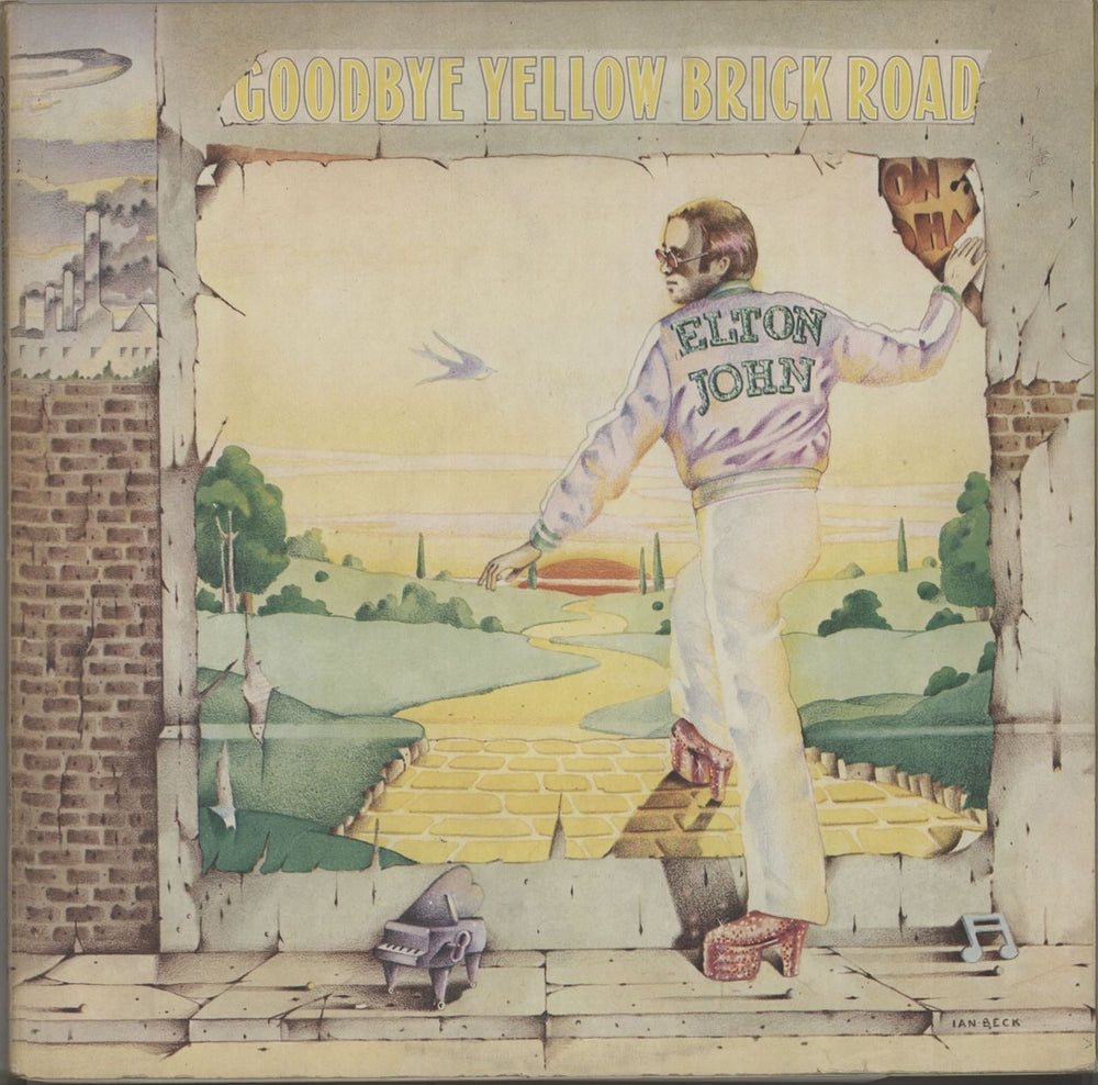 Elton John Goodbye Yellow Brick Road - 1st - Brown - VG UK 2-LP vinyl record set (Double LP Album) DJLPD1001