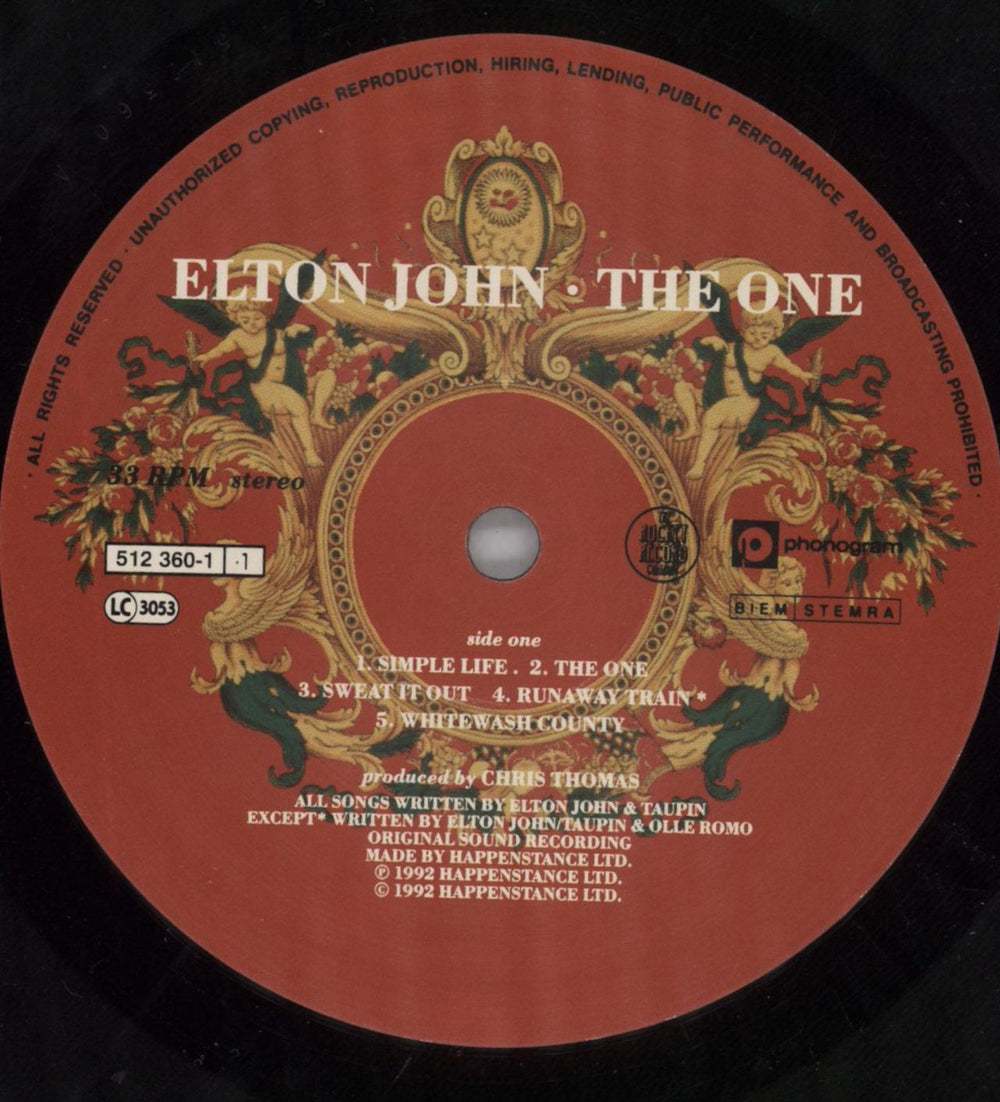 Elton John The One - EX UK vinyl LP album (LP record) JOHLPTH820741