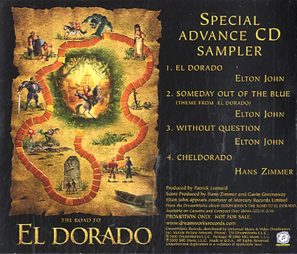 Elton John The Road To Eldorado Sampler US Promo CD single (CD5 / 5") JOHC5TH154828