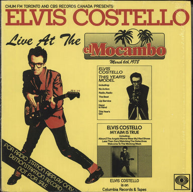 Elvis Costello Live At The El Mocambo Canadian Promo vinyl LP album (LP record) CDN10