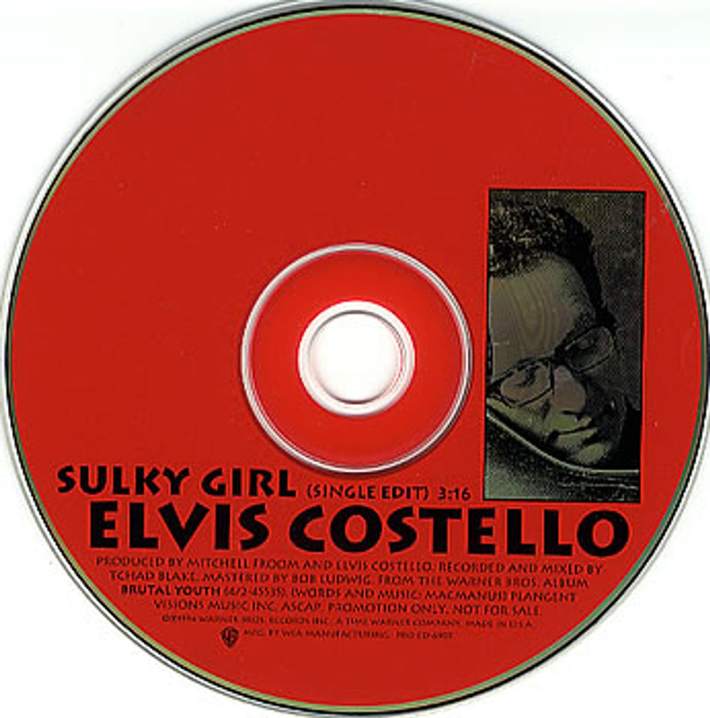 Elvis Costello Sulky Girl US Promo CD single (CD5 / 5") PRO-CD-6907