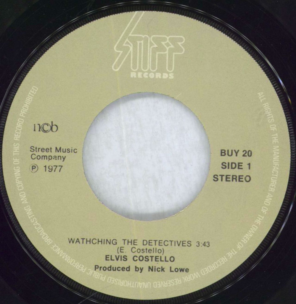 Elvis Costello Watching The Detectives Norwegian 7" vinyl single (7 inch record / 45) COS07WA824653