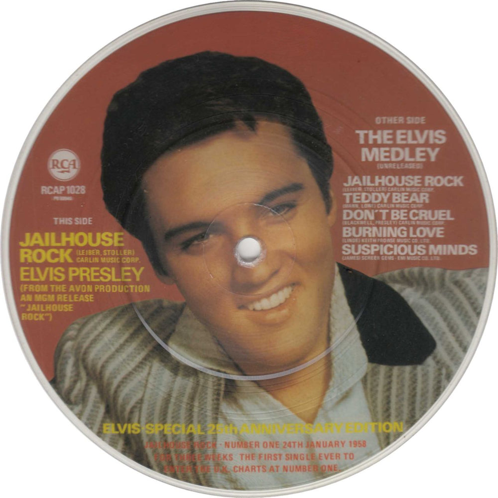 Elvis Presley Jailhouse Rock UK 7" vinyl picture disc (7 inch picture disc single) RCAP1028