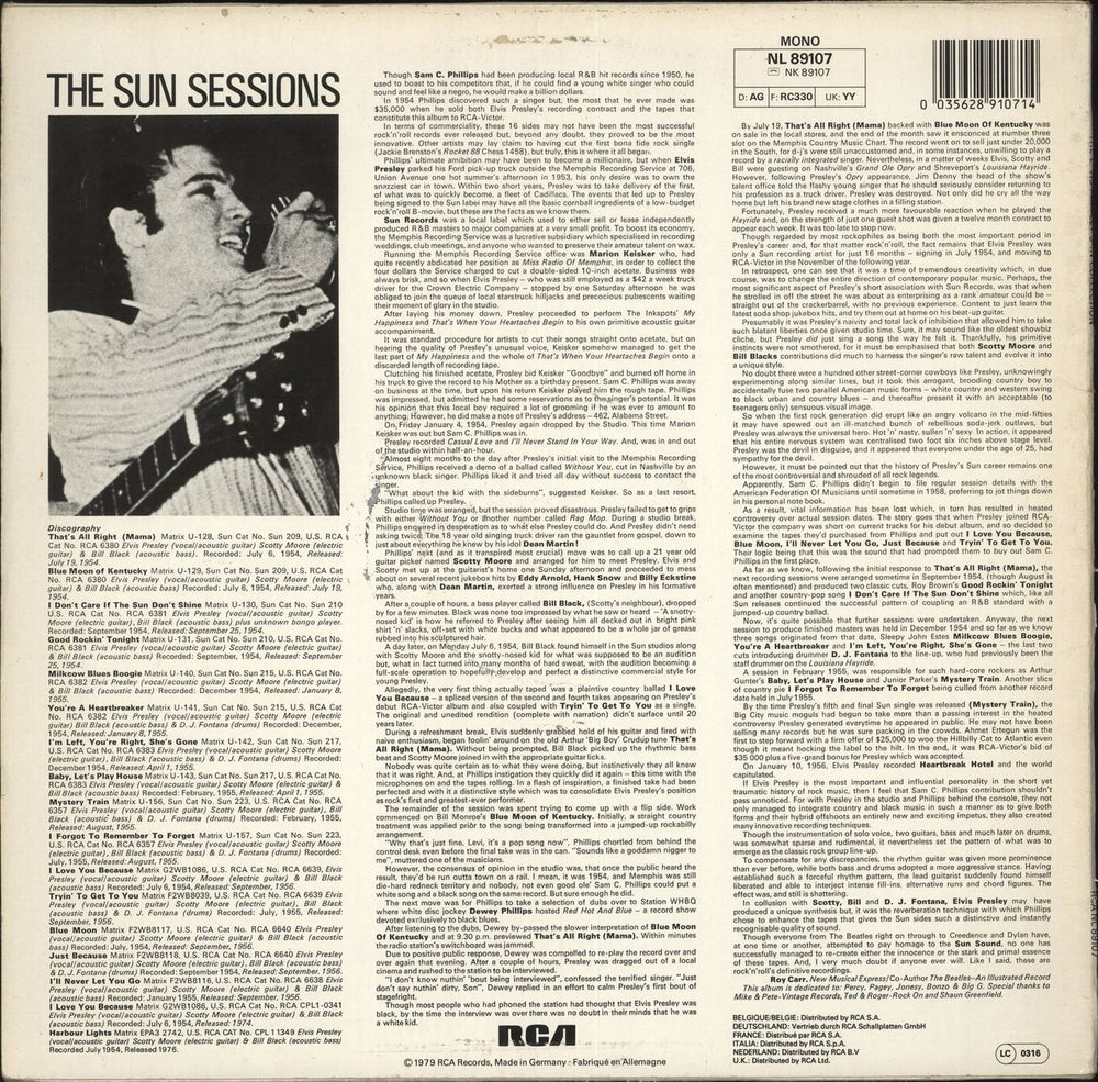 Elvis Presley The Sun Collection - Stickered Sleeve German vinyl LP album (LP record) 035628910714