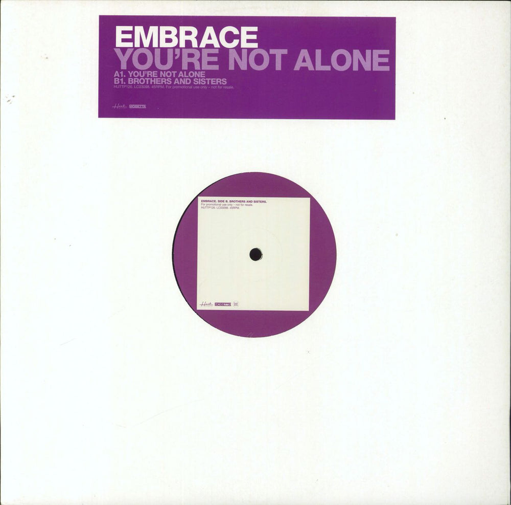 Embrace You're Not Alone UK Promo 12" vinyl single (12 inch record / Maxi-single) HUTTP126