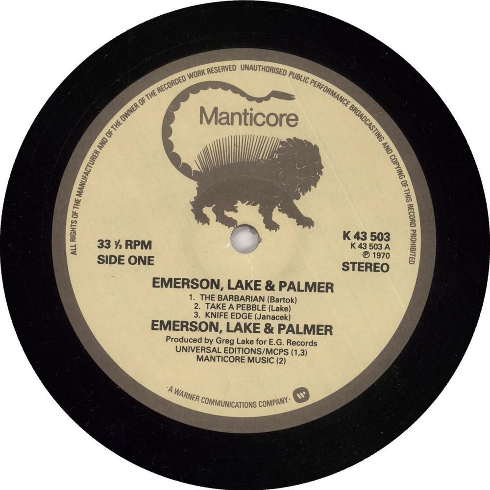 Emerson Lake & Palmer Emerson Lake & Palmer Belgian vinyl LP album (LP record)