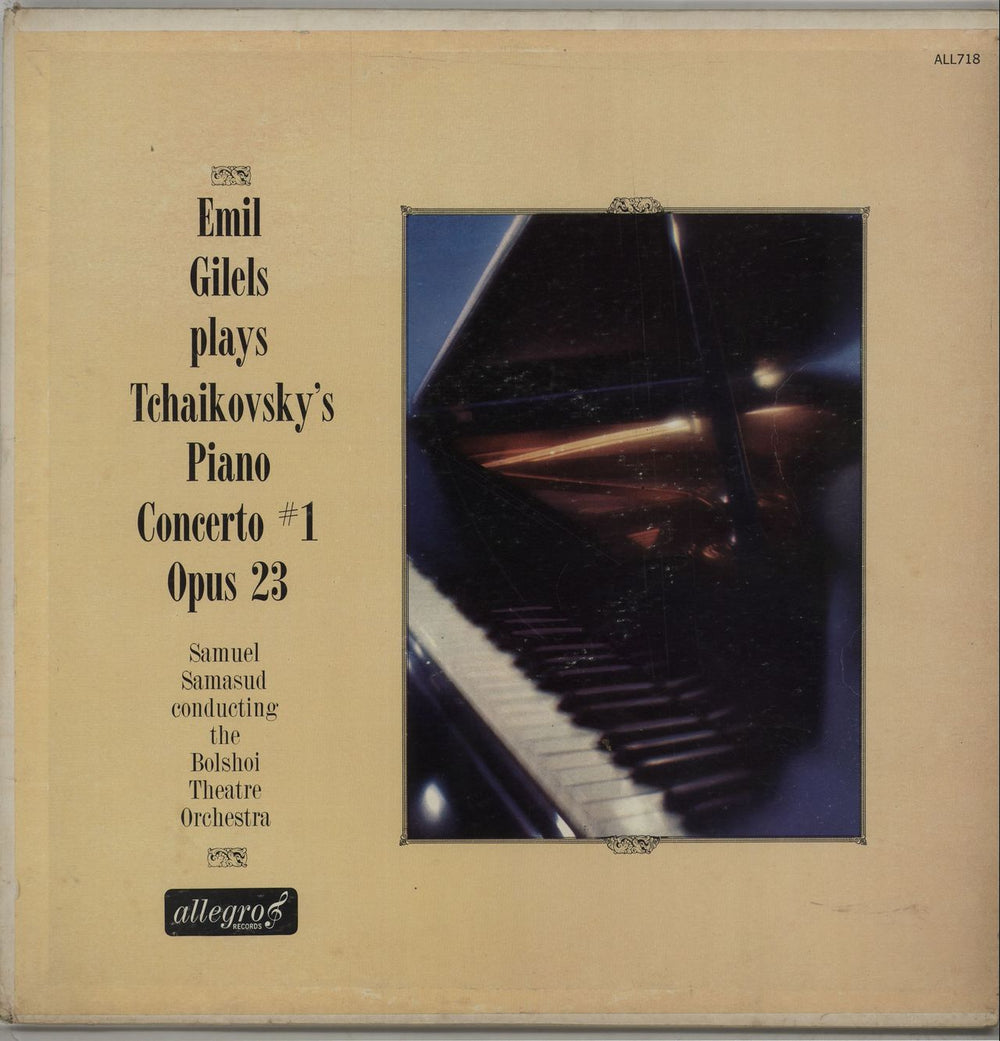 Emil Gilels Emil Gilels Plays Tchainkovsky's Piano Concerto #1 Opus 23 UK vinyl LP album (LP record) ALL718