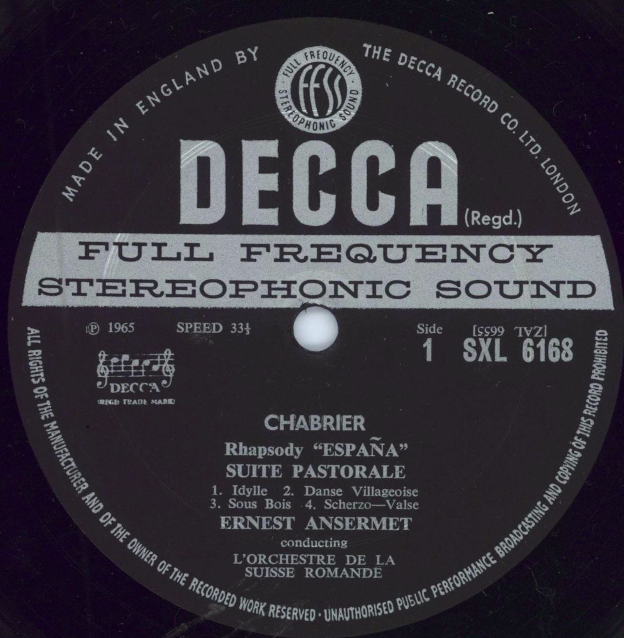 Emmanuel Chabrier Ansermet Conducts Chabrier UK vinyl LP album (LP record) E7MLPAN785935