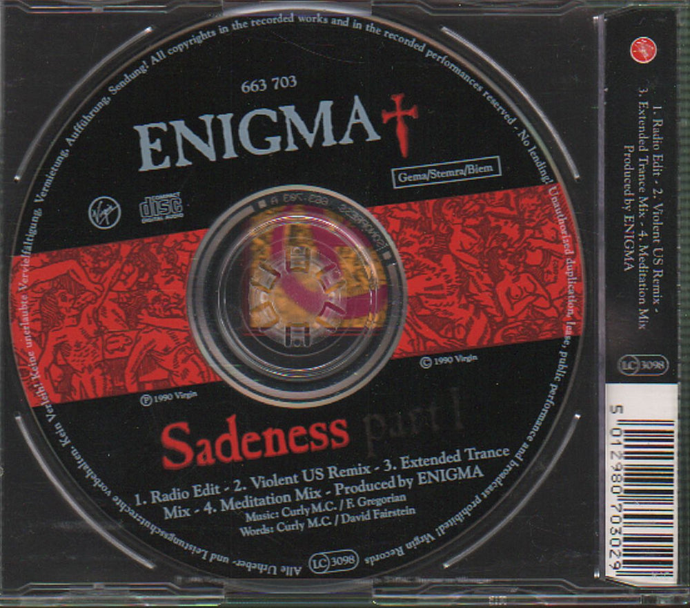 Enigma Sadeness German CD single (CD5 / 5") ENIC5SA37780