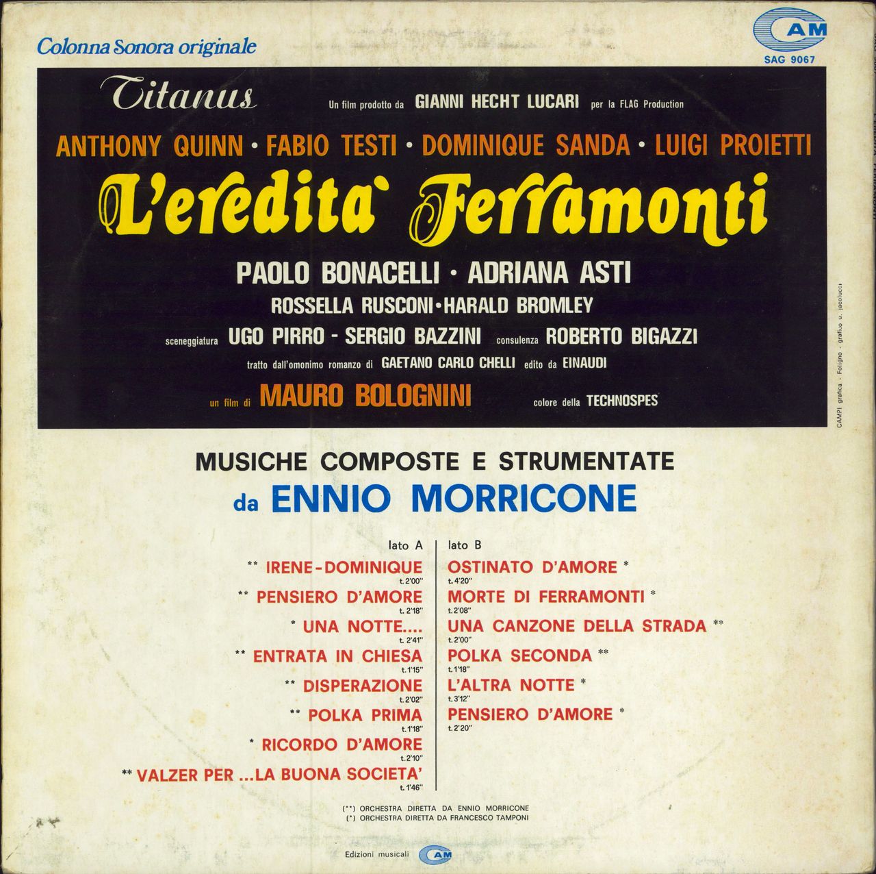Ennio Morricone L'Eredità Ferramonti Italian vinyl LP album (LP record)