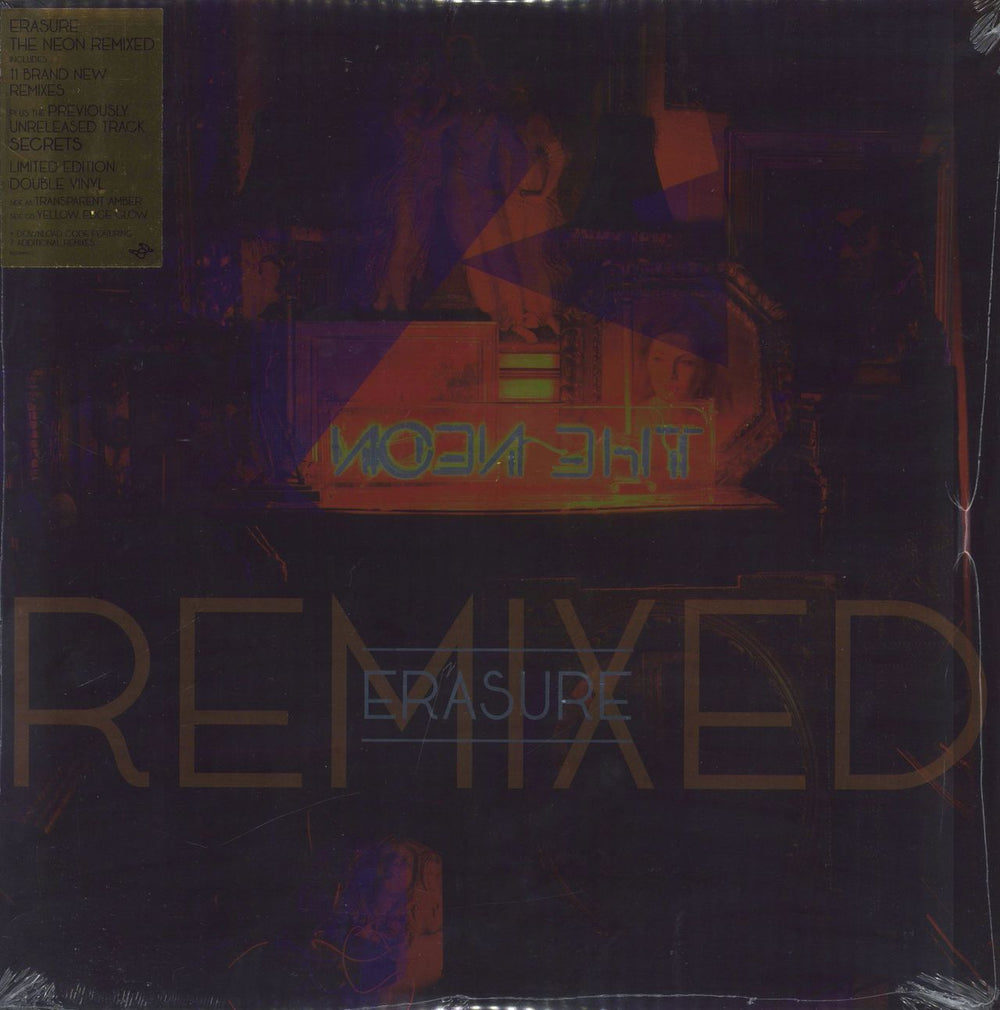 Erasure The Neon Remixed - Orange and Yellow Vinyl UK 2-LP vinyl record set (Double LP Album) RSTUMM455