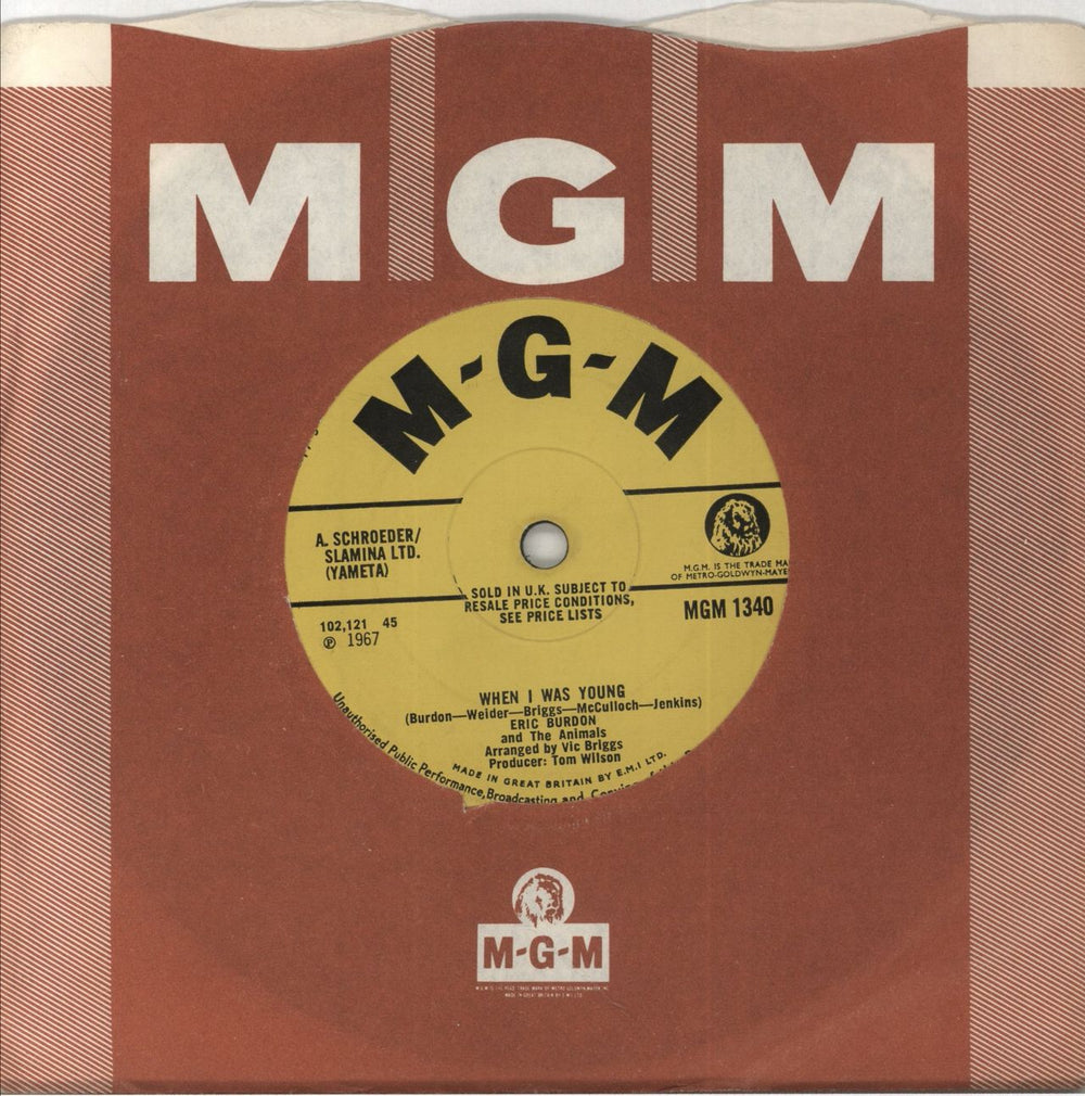 Eric Burdon & The Animals When I Was Young UK 7" vinyl single (7 inch record / 45) MGM1340