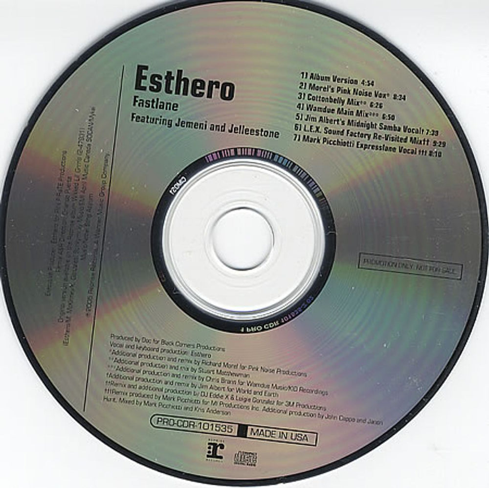 Esthero Fastlane US Promo CD single (CD5 / 5") PRO-CDR-101535