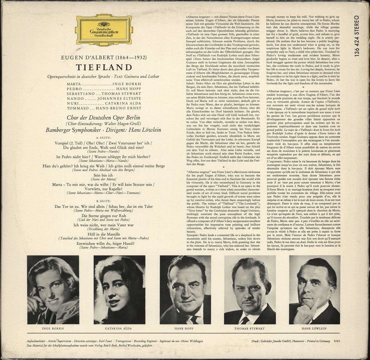 Eugen D'Albert Tiefland German vinyl LP album (LP record) 136424