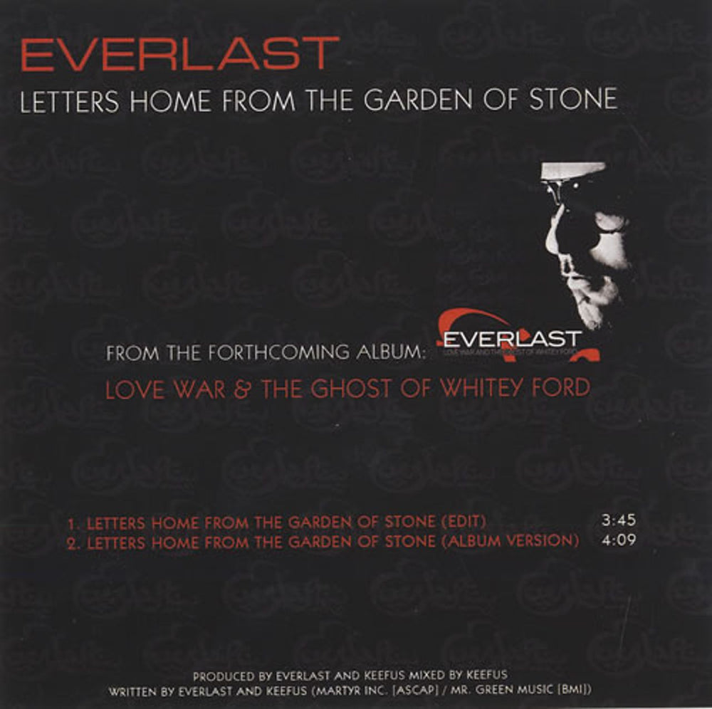 Everlast Letters Home From The Garden Of Stone US Promo CD single (CD5 / 5") 11220A