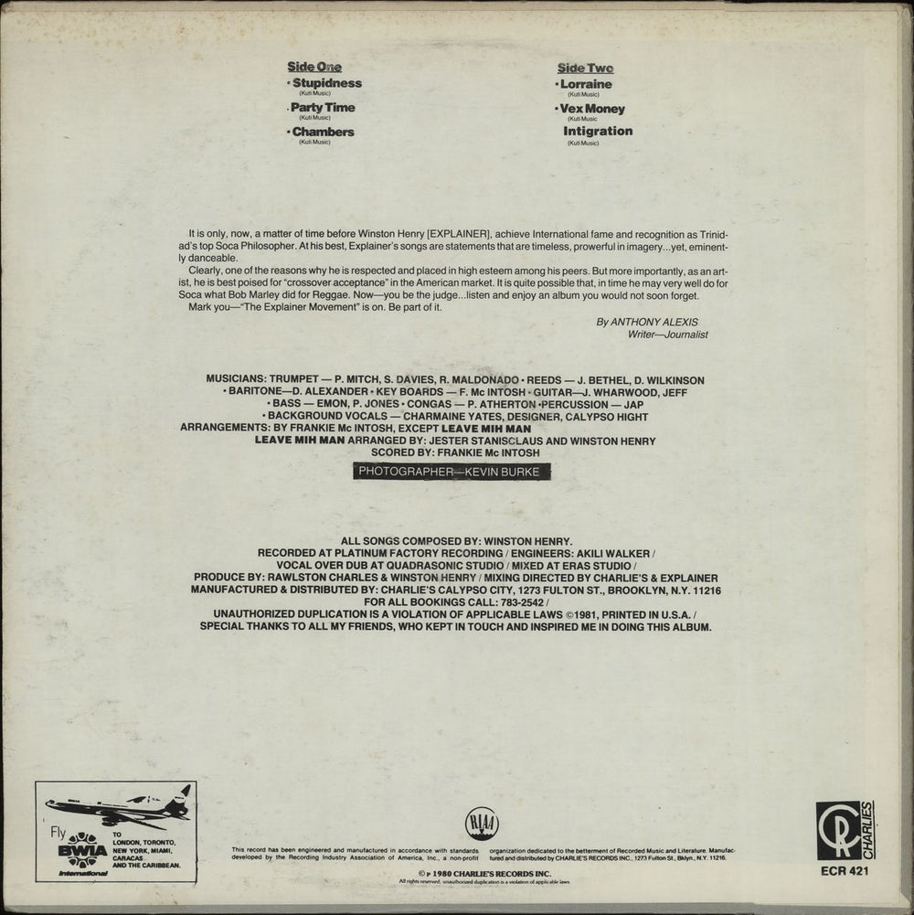 Explainer Man From The Ghetto Barbados vinyl LP album (LP record)