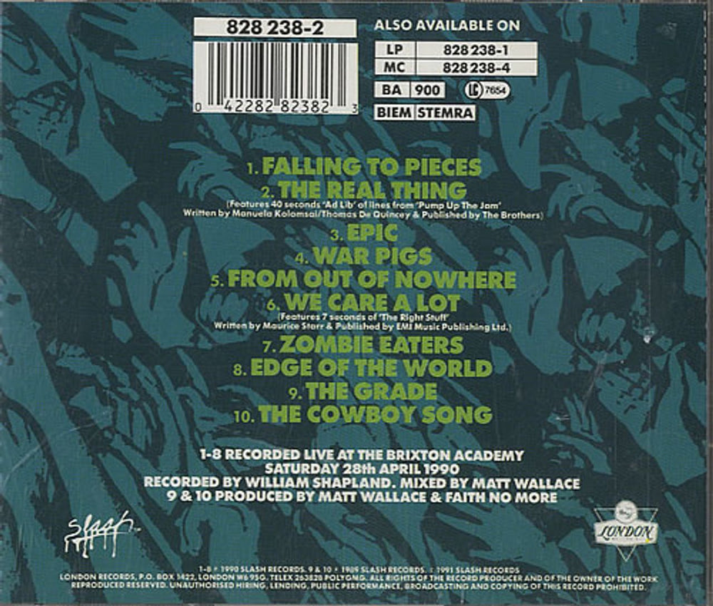 Faith No More Live At The Brixton Academy UK CD album (CDLP) FNMCDLI468231