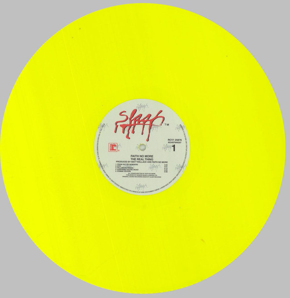Faith No More The Real Thing - Yellow Vinyl - Sealed UK vinyl LP album (LP record) FNMLPTH827790