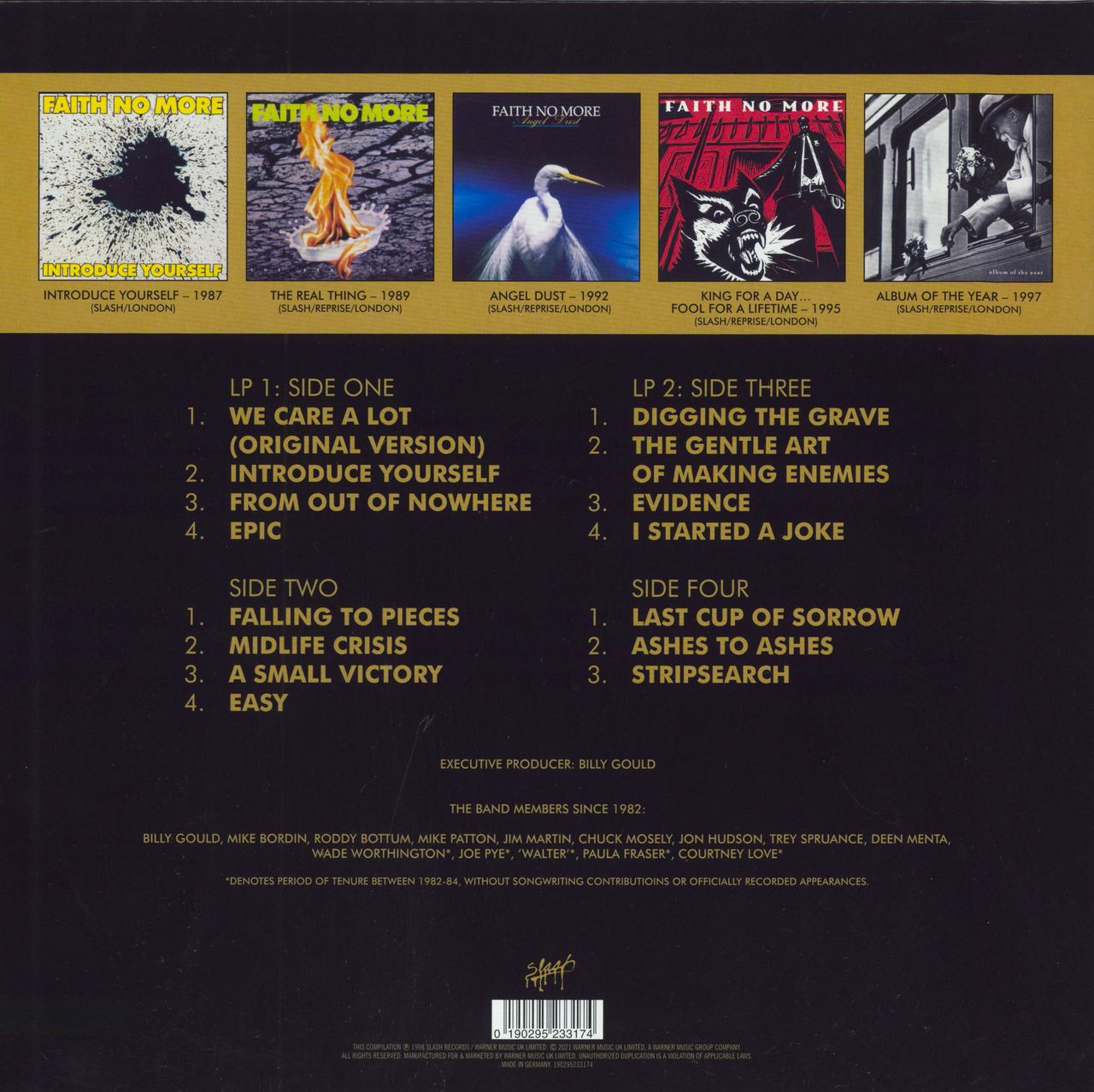 Faith No More Who Cares A Lot? The Greatest Hits - Gold Vinyl UK 2-LP vinyl record set (Double LP Album) 190295233174