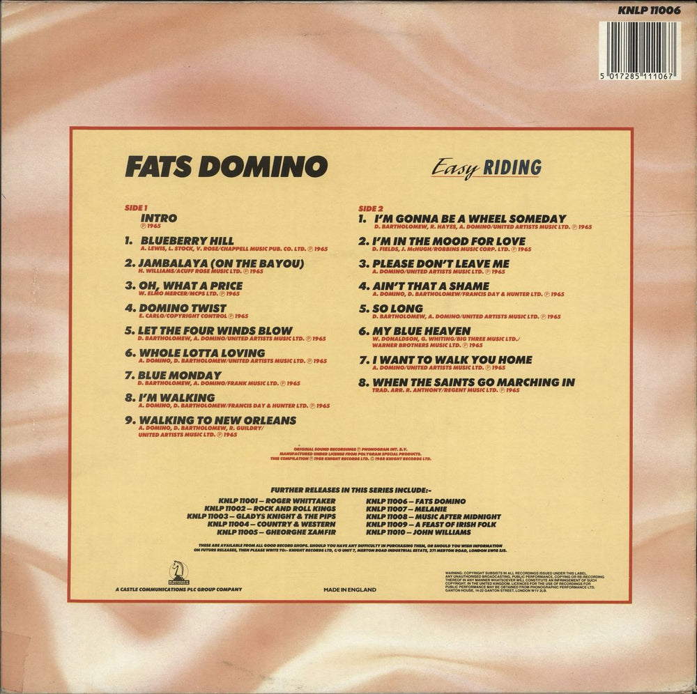 Fats Domino Easy Riding UK vinyl LP album (LP record) 5017285111067