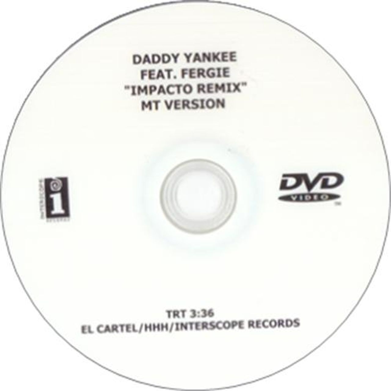 Fergie Impacto Remix - MT Version US Promo promo DVD-R DVD-R ACETATE
