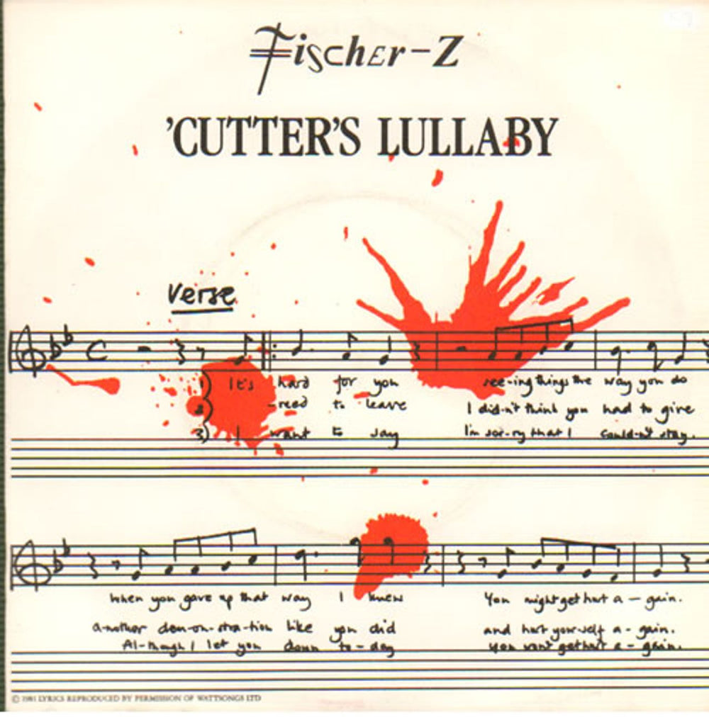 Fischer-Z Cutter's Lullaby UK 7" vinyl single (7 inch record / 45) BP398