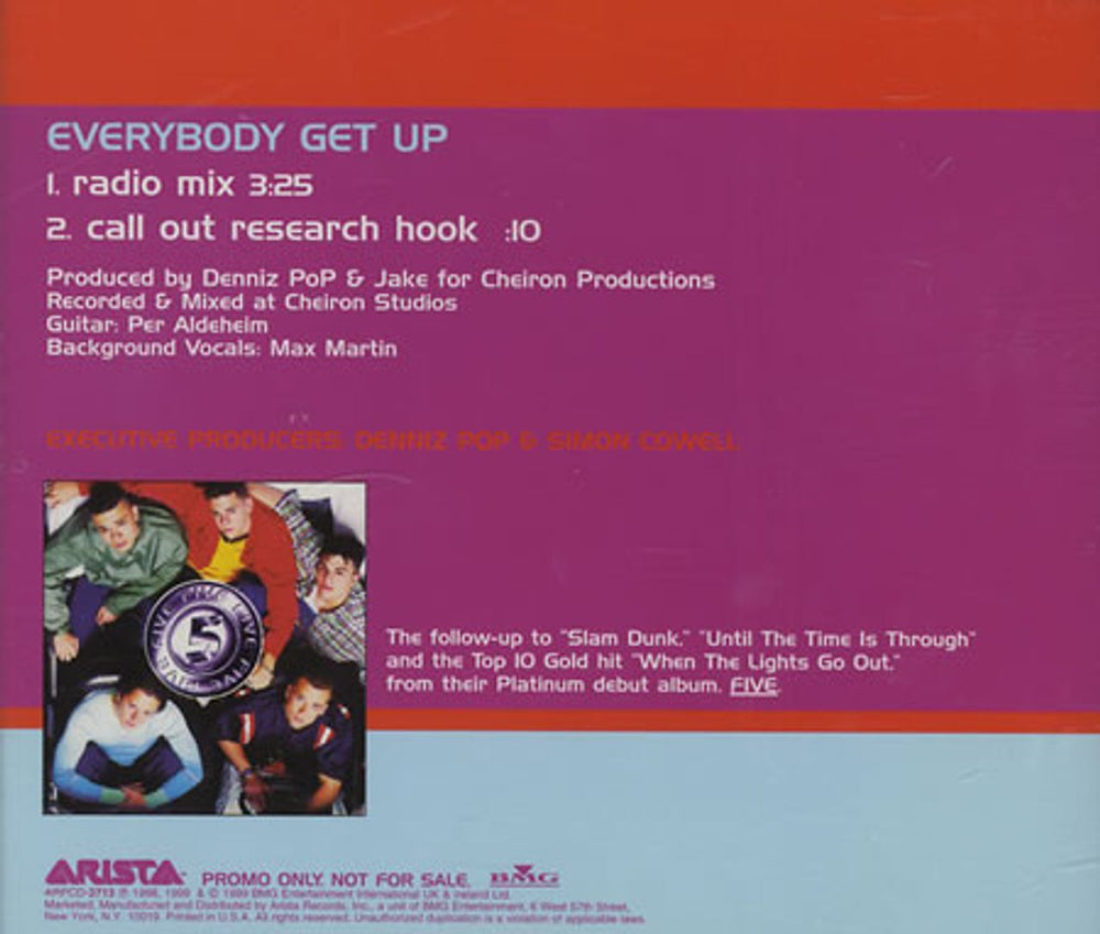Five Everybody Get Up US Promo CD single (CD5 / 5") FVEC5EV142223