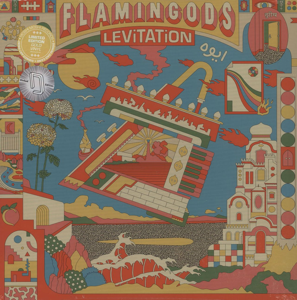 Flamingods Levitation - Gold Vinyl - Dinked Edition UK vinyl LP album (LP record) MOSHILP91