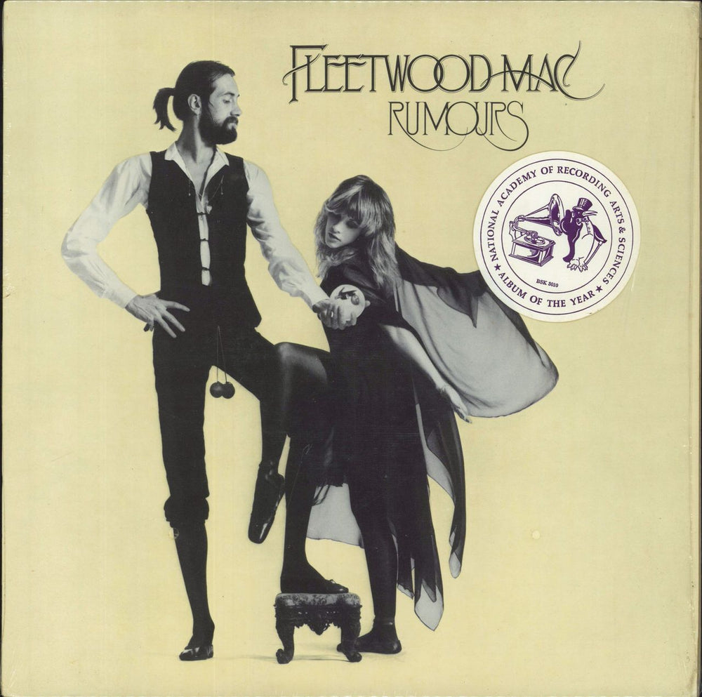 Fleetwood Mac Rumours + Album Of The Year Sticker US vinyl LP album (LP record) BSK3010