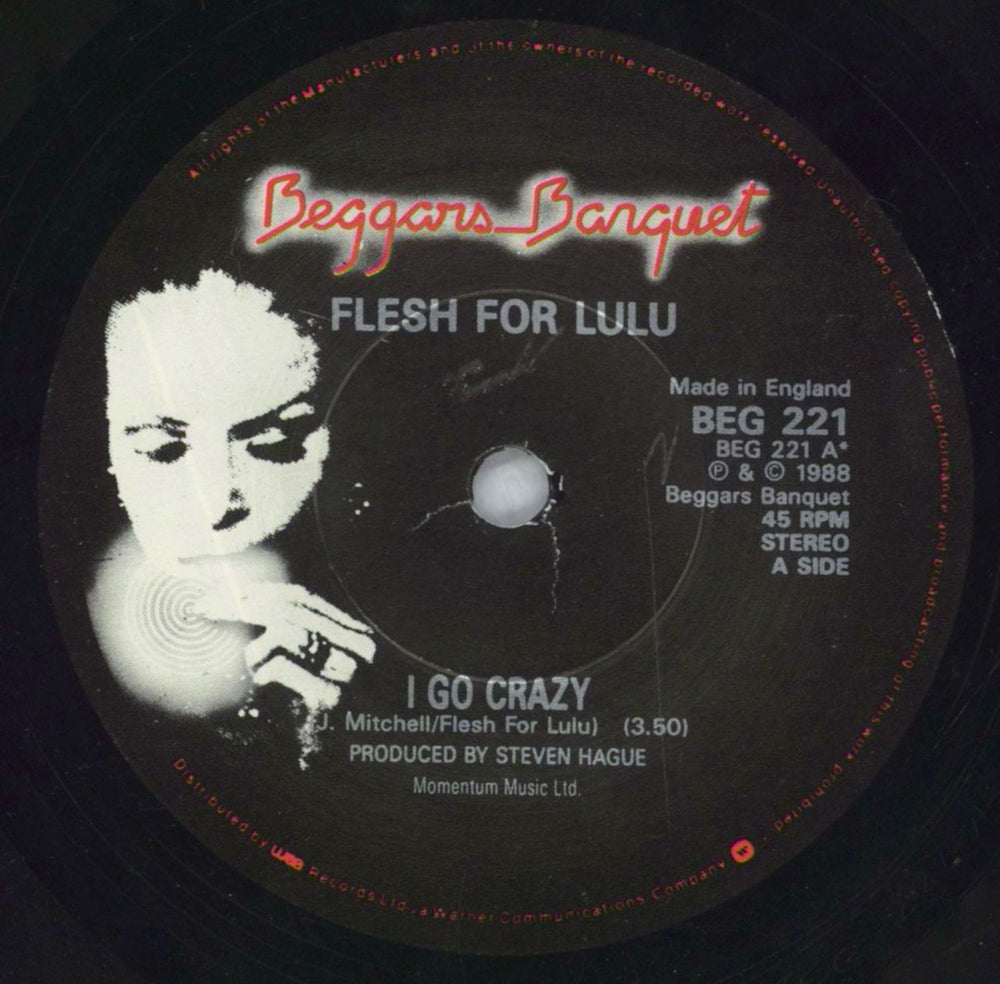 Flesh For Lulu I Go Crazy UK 7" vinyl single (7 inch record / 45) FLE07IG821994