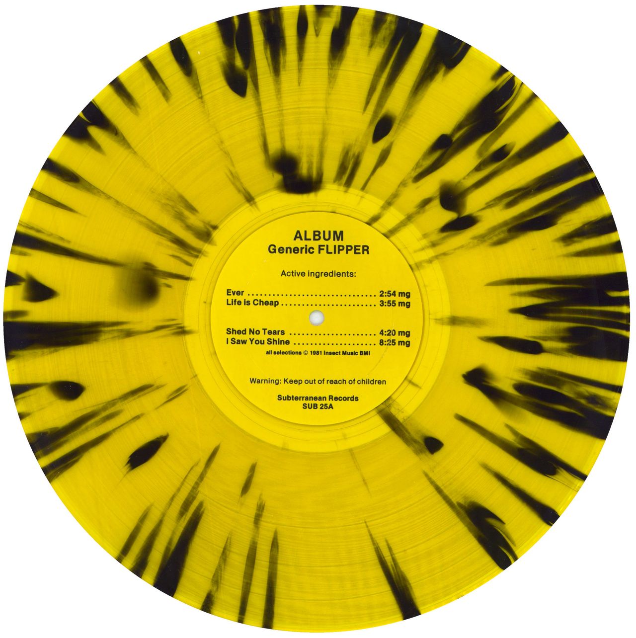 Flipper Album - Generic Flipper - Yellow / Black Splatter + Inserts US  Vinyl LP