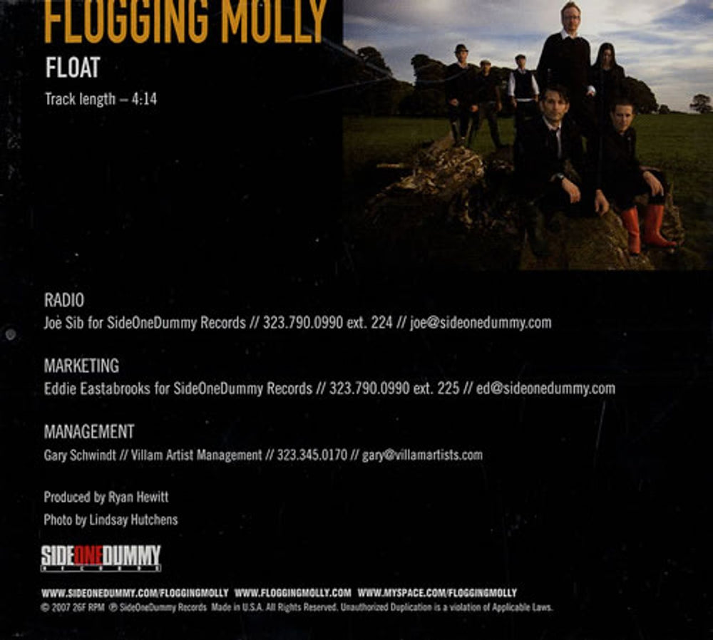 Flogging Molly Flogging Molly US Promo CD single (CD5 / 5") 4SDR271353P-2