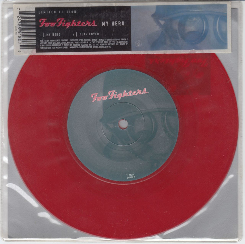 Foo Fighters My Hero - Red Vinyl UK 7" vinyl single (7 inch record / 45) CL796