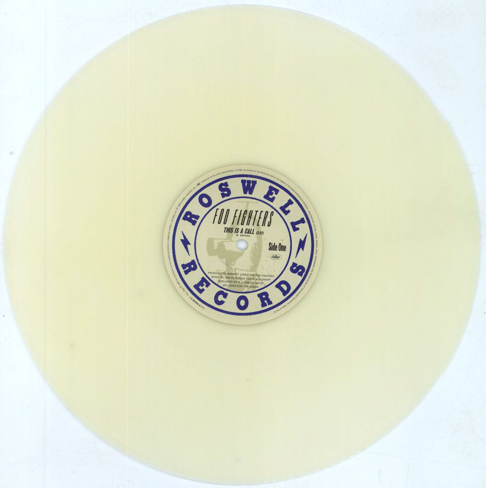 Foo Fighters This Is A Call - Luminous Vinyl - Promo Stickered UK 12" vinyl single (12 inch record / Maxi-single) FOO12TH810929