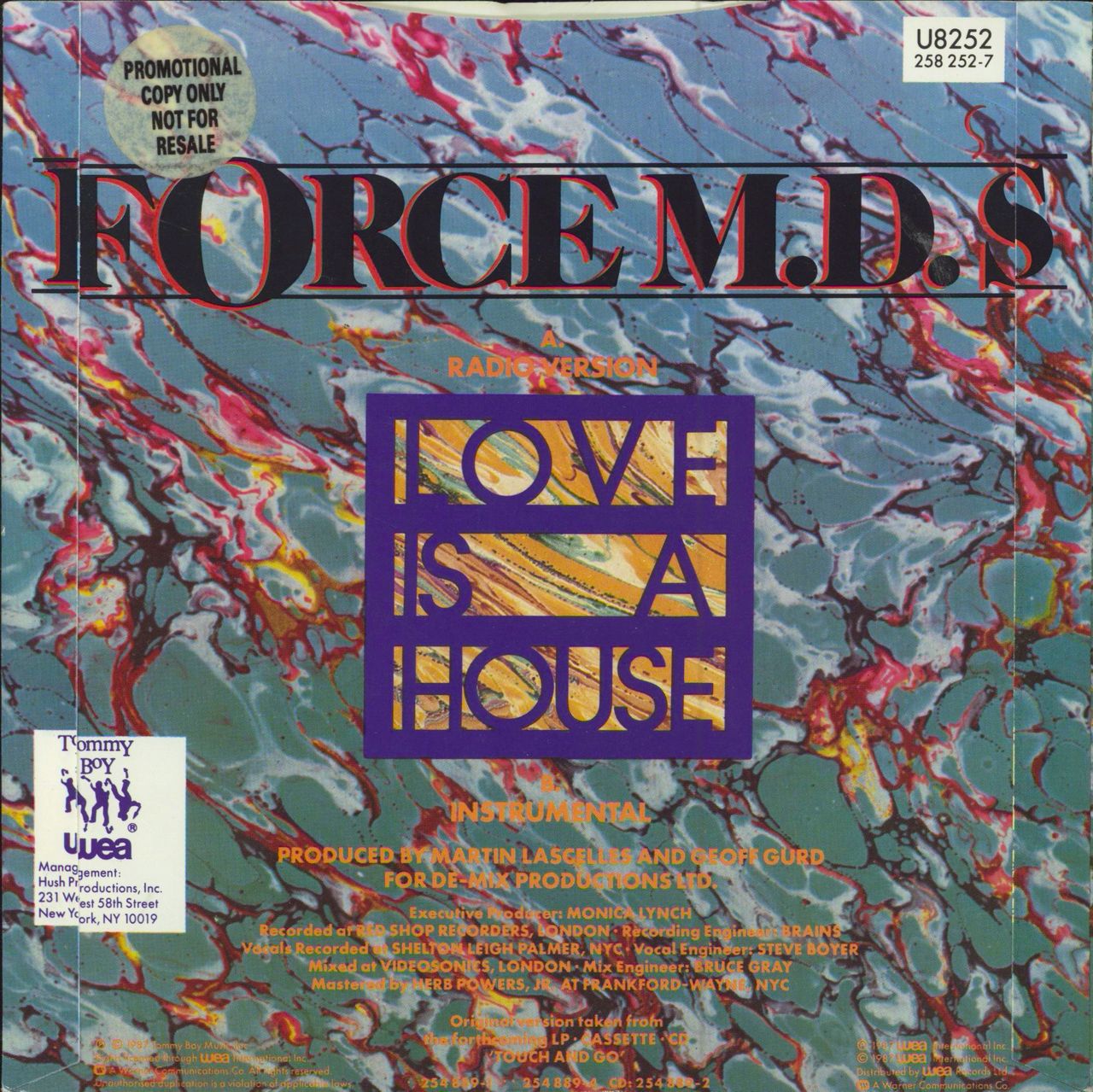 Force M.D.'s Love Is A House - Promo Stickered UK Promo 7" vinyl single (7 inch record / 45)
