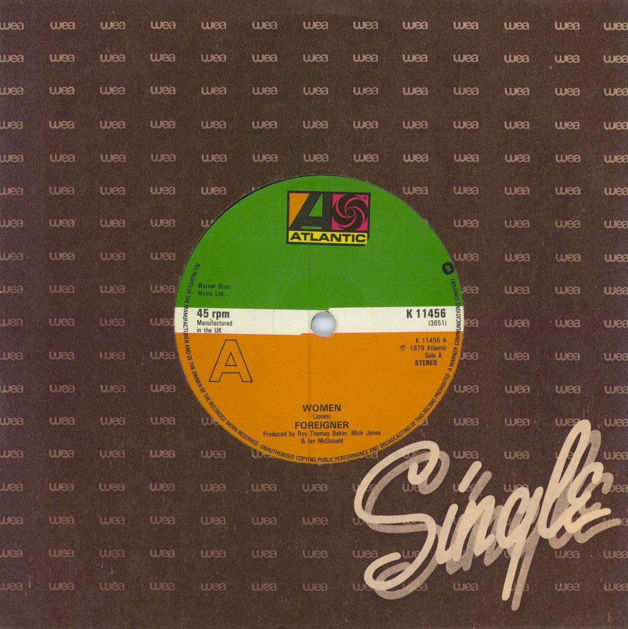 Foreigner Women UK 7" vinyl single (7 inch record / 45) K11456