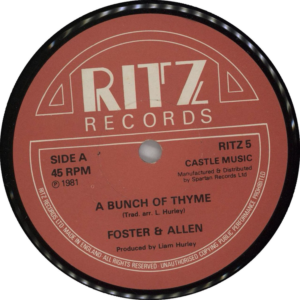 Foster & Allen A Bunch Of Thyme UK 7" vinyl single (7 inch record / 45) RITZ5