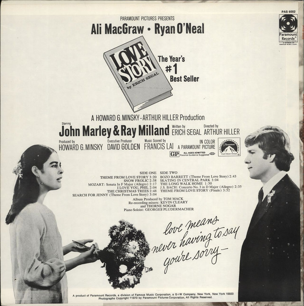 Francis Lai Love Story US vinyl LP album (LP record)