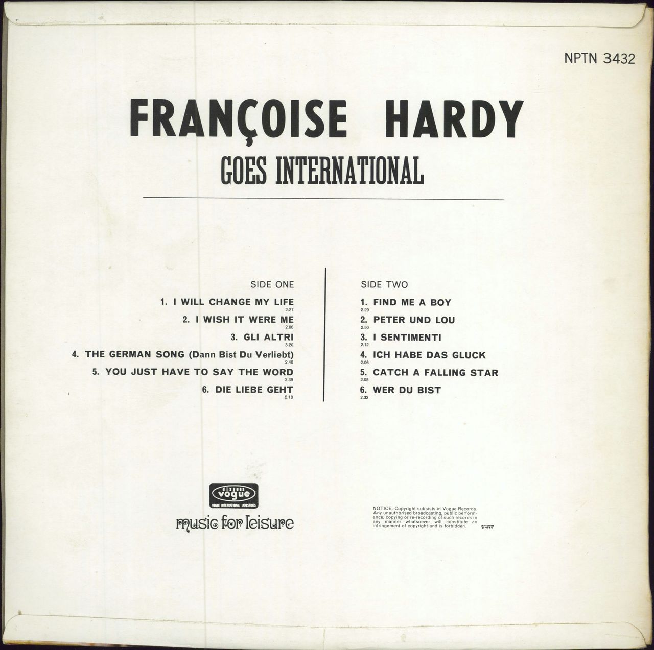 Françoise Hardy Goes International South African vinyl LP album (LP record)