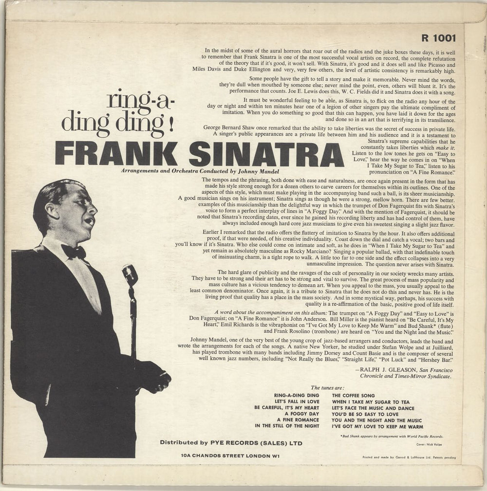 Frank Sinatra Ring-A-Ding Ding! - EX UK vinyl LP album (LP record) FRSLPRI457590