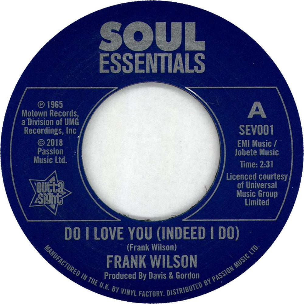 Frank Wilson Do I Love You (Indeed I Do) UK 7" vinyl single (7 inch record / 45) SEV001