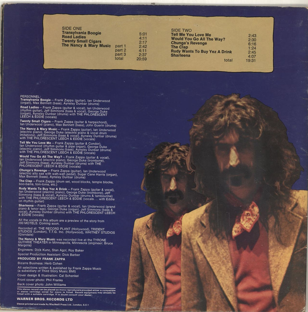 Frank Zappa Chunga's Revenge - 1st - VG UK vinyl LP album (LP record)