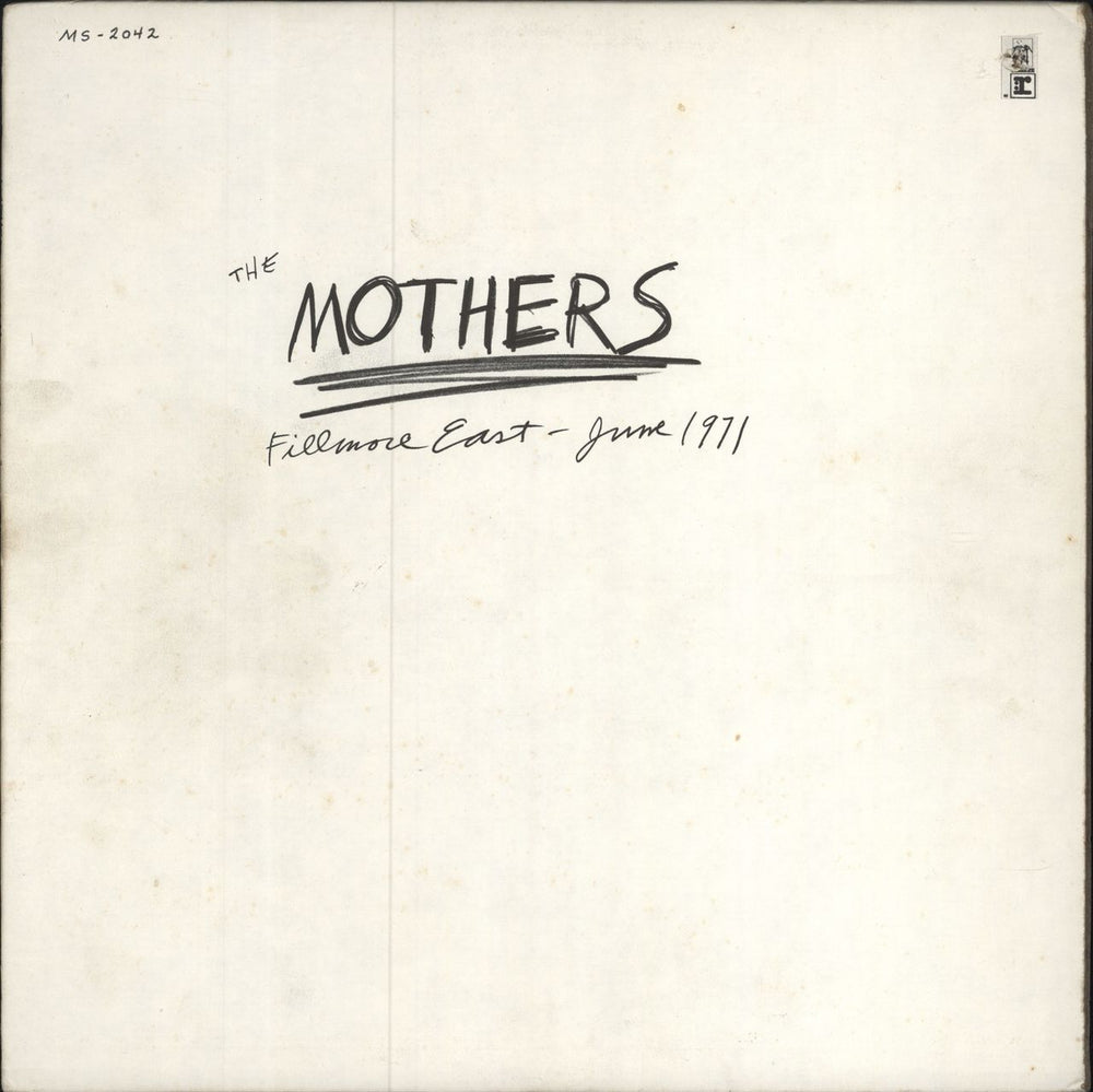 Frank Zappa Fillmore East - June 1971 - 2nd Issue US vinyl LP album (LP record) MS-2042