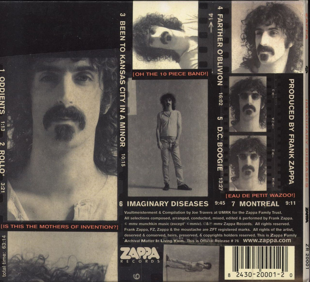 Frank Zappa Imaginary Diseases US CD album (CDLP)