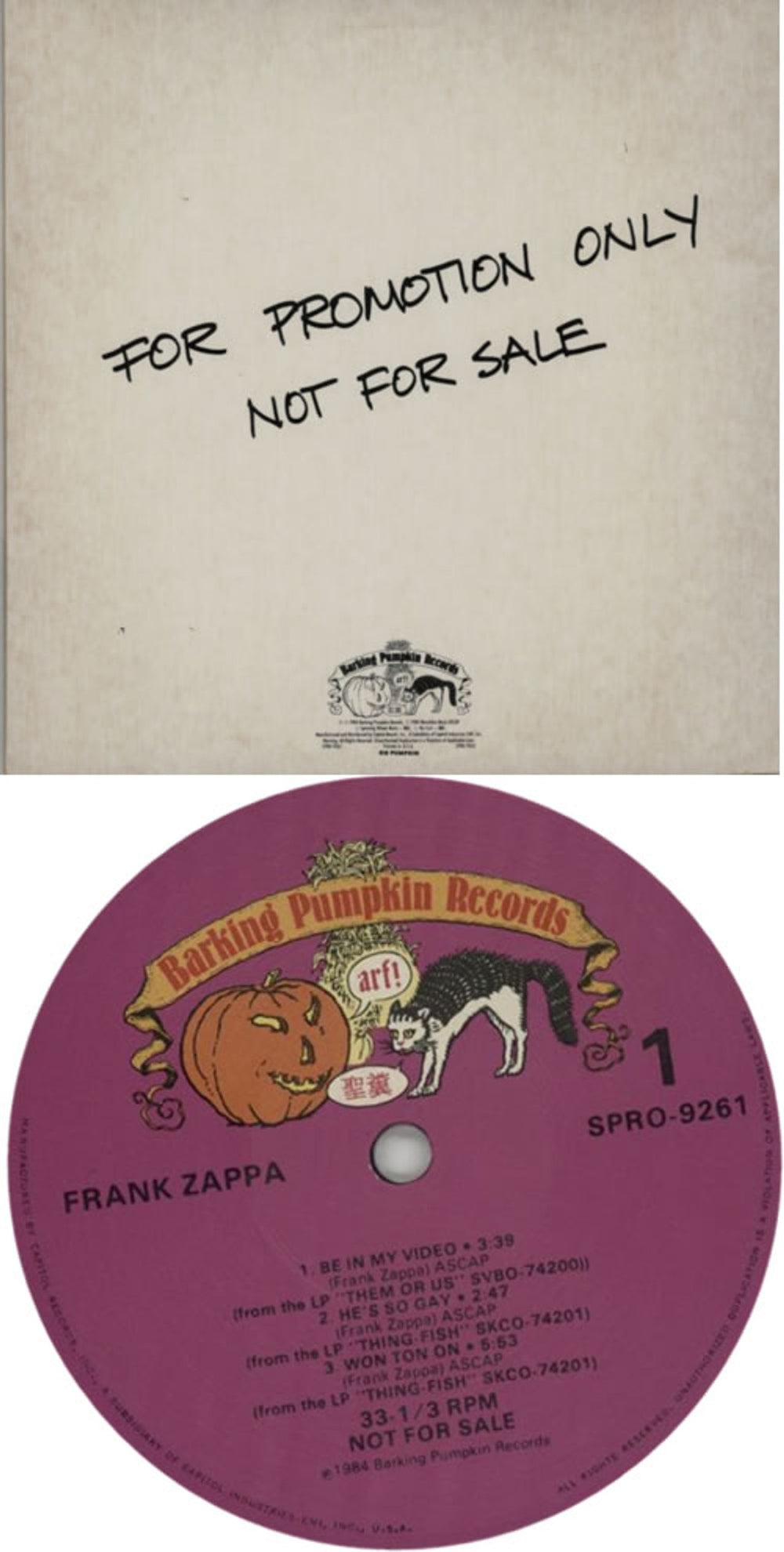 Frank Zappa Thing-Fish & Them Or Us Sampler US Promo 12" vinyl single (12 inch record / Maxi-single) ZAP12TH74571