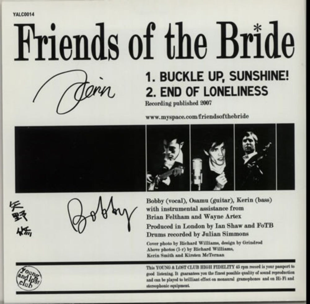 Friends Of The Bride Buckle Up, Sunshine! - Autographed UK 7" vinyl single (7 inch record / 45) F8807BU619747