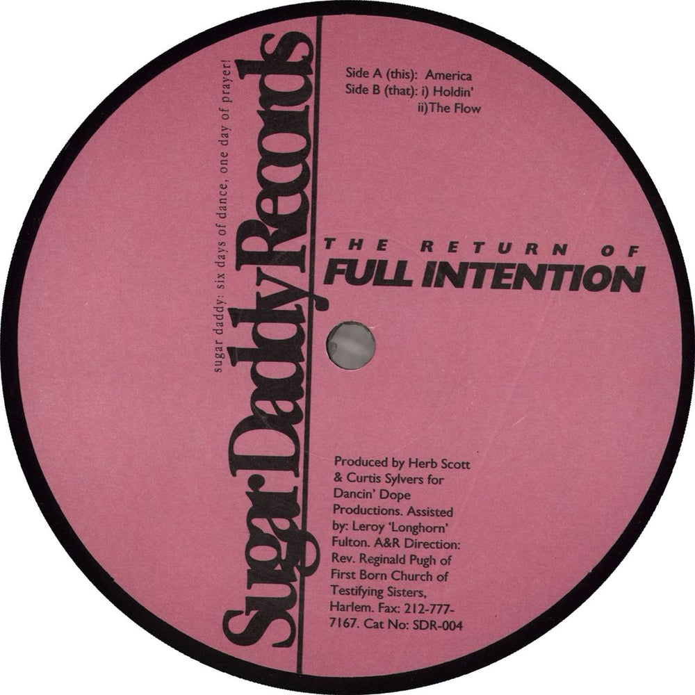 Full Intention America US 12" vinyl single (12 inch record / Maxi-single) SDR004