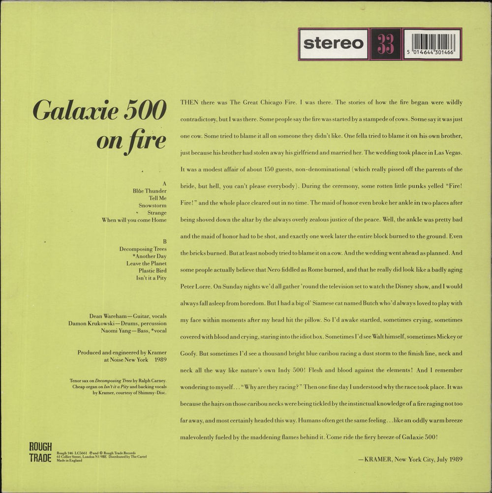 Galaxie 500 On Fire - VG UK vinyl LP album (LP record) 5014644301466